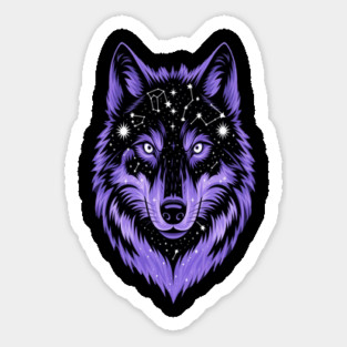 Cosmic Purple Wolf Face Magnet