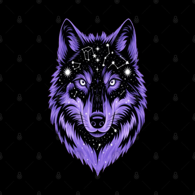 Cosmic Purple Wolf Face by BirdsnStuff