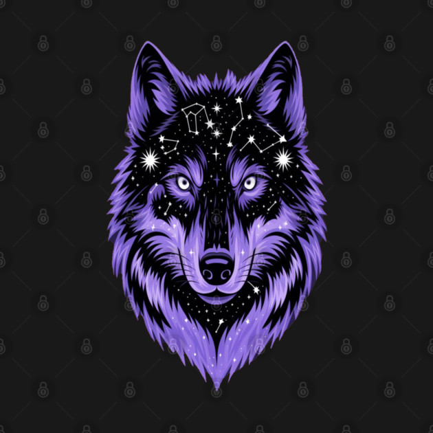 Cosmic Purple Wolf Face by BirdsnStuff