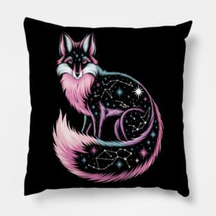 Cosmic Pink Fox illustration Pillow