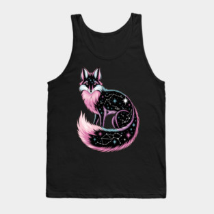 Cosmic Pink Fox illustration Tank Top