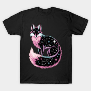 Cosmic Pink Fox illustration T-Shirt