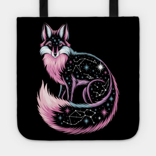 Cosmic Pink Fox illustration Tote by BirdsnStuff