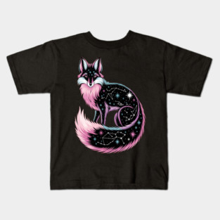 Cosmic Pink Fox illustration Kids T-Shirt