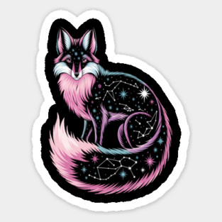 Cosmic Pink Fox illustration Sticker