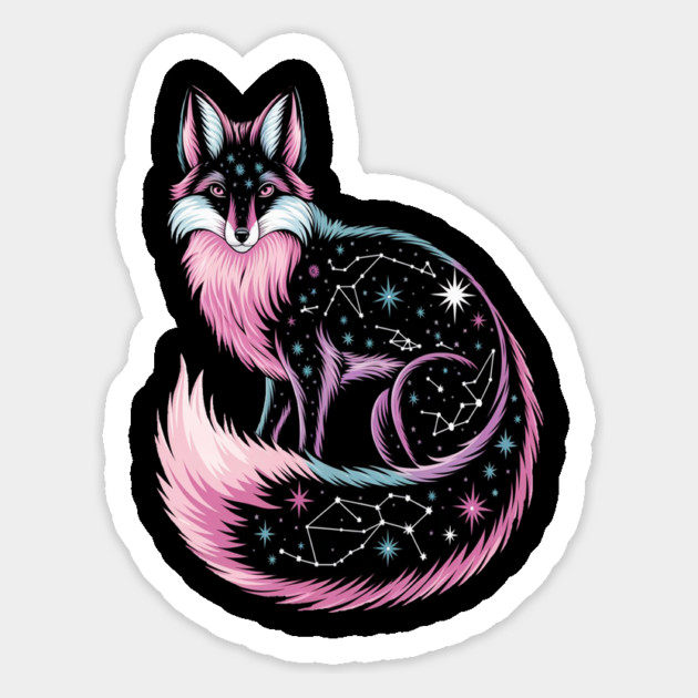 Cosmic Pink Fox illustration Magnet by BirdsnStuff