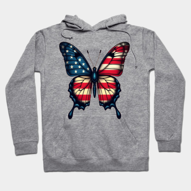 Patriotic Butterfly Hoodie by BirdsnStuff