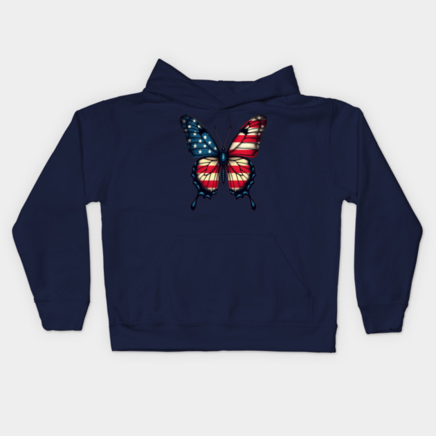 Patriotic Butterfly Kids Hoodie by BirdsnStuff