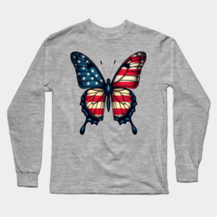 Patriotic Butterfly Long Sleeve T-Shirt