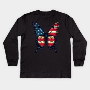 Patriotic Butterfly Kids Long Sleeve T-Shirt