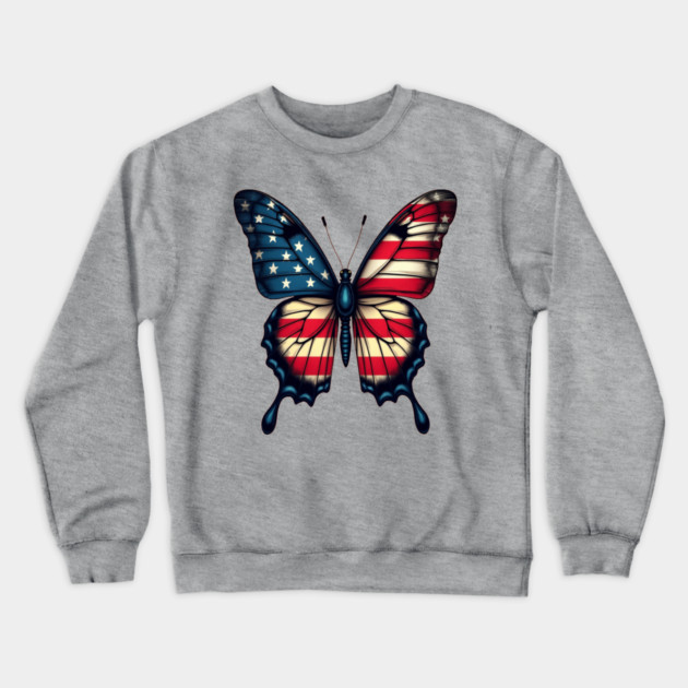 Patriotic Butterfly Crewneck Sweatshirt by BirdsnStuff
