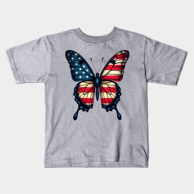 Patriotic Butterfly Kids T-Shirt by BirdsnStuff