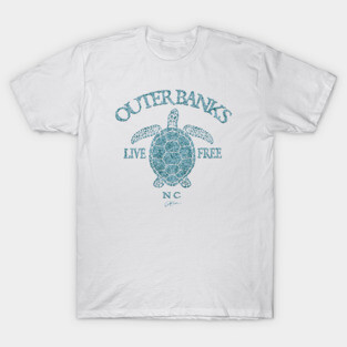 Outer Banks, NC, Live Free Sea Turtle T-Shirt