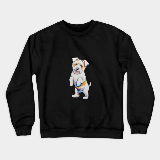 Small Dog Standing on its Hind Legs Like Said Congratulations Crewneck Sweatshirt by animegirlnft