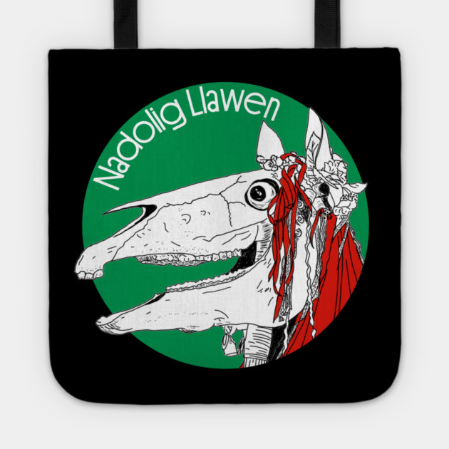 Mari Lwyd Welsh Christmas Tote by H. R. Sinclair
