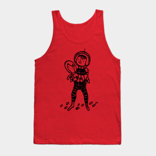 Vintage 60s Mid Century Space Boy & Dog Illustration Tank Top