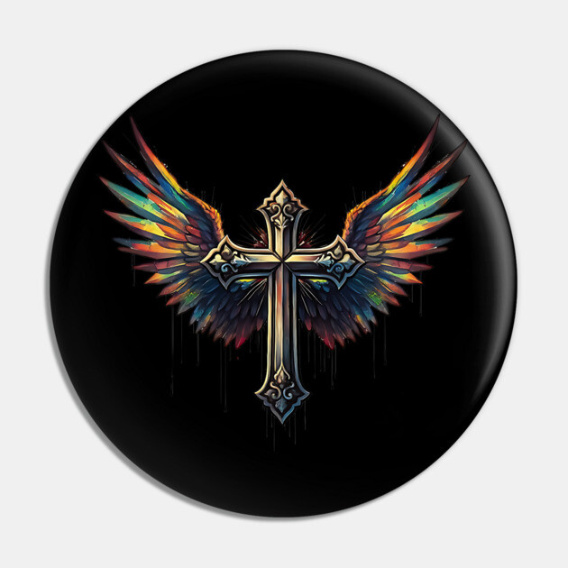 Cross and Wings Pin by UrbanLifeApparel