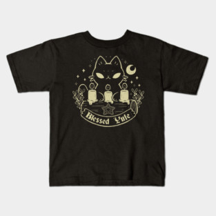 Blessed Yule Black Cat Kids T-Shirt