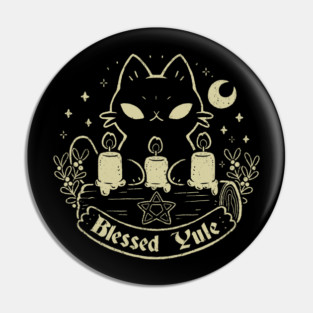 Blessed Yule Black Cat Pin