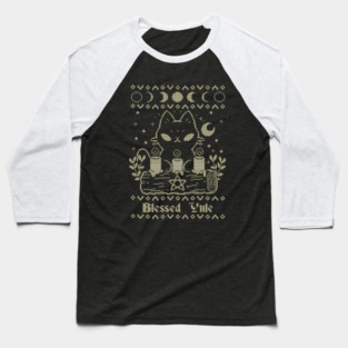 Blessed Yule Black Cat UGLY CHRISTMAS Baseball T-Shirt