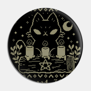 Blessed Yule Black Cat UGLY CHRISTMAS Pin