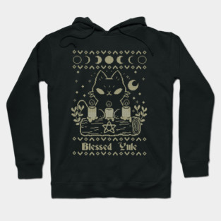 Blessed Yule Black Cat UGLY CHRISTMAS Hoodie
