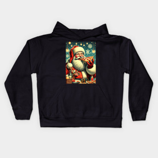Vintage Pizza Santa Claus Kids Hoodie