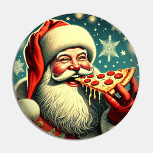 Vintage Pizza Santa Claus Pin