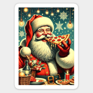 Vintage Pizza Santa Claus Sticker