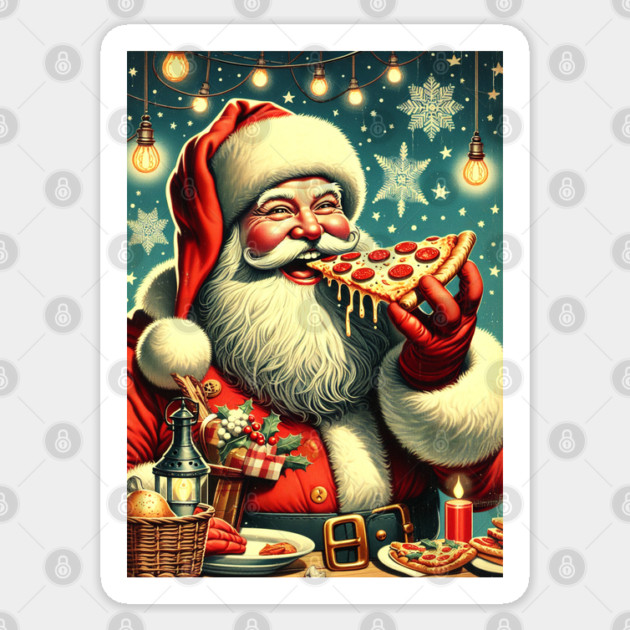Vintage Pizza Santa Claus Sticker by HolidayBug