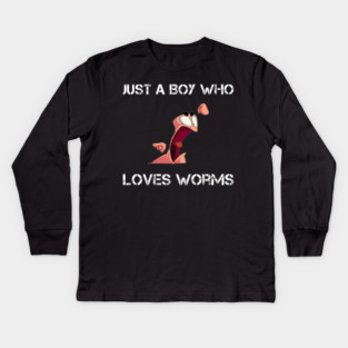 just a boy who loves worms funny worm farming Kids Long Sleeve T-Shirt