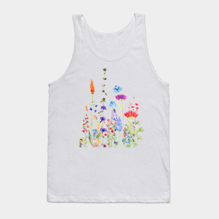 colorful wild flowers watercolor painting Tank Top