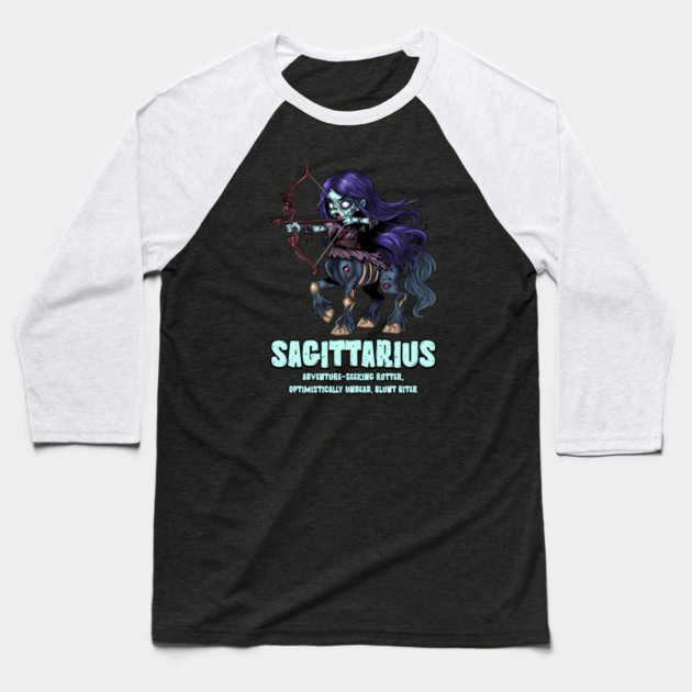 Sagittarius Zombie Baseball T-Shirt by H. R. Sinclair