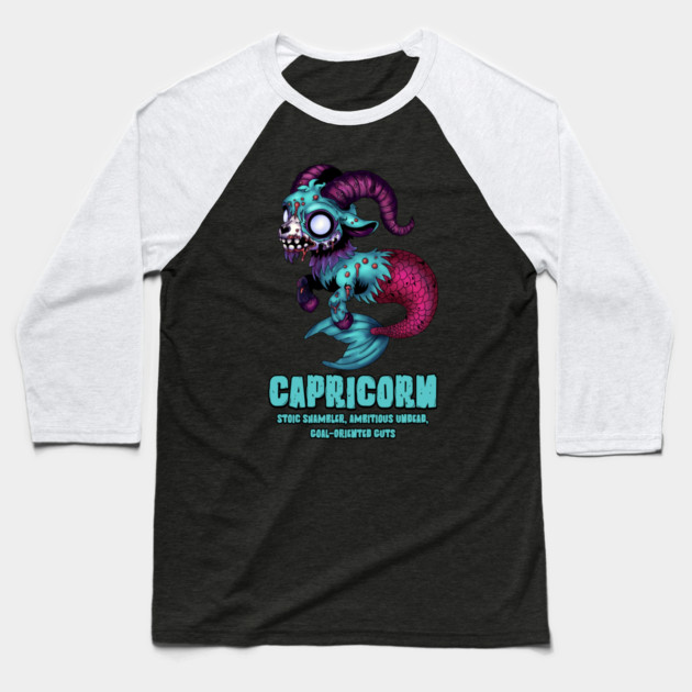 Capricorn Zombie Baseball T-Shirt by H. R. Sinclair