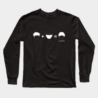 Hyphen Bowl Cut - White Print Long Sleeve T-Shirt