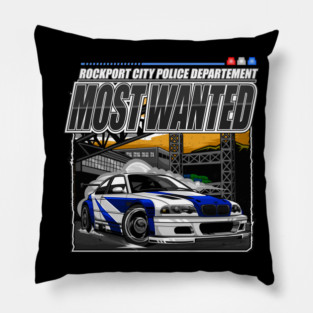 ICONIC NFS MOSTWANTED CAR  #1 BLACKLIST-WITH BACKGROUND Pillow