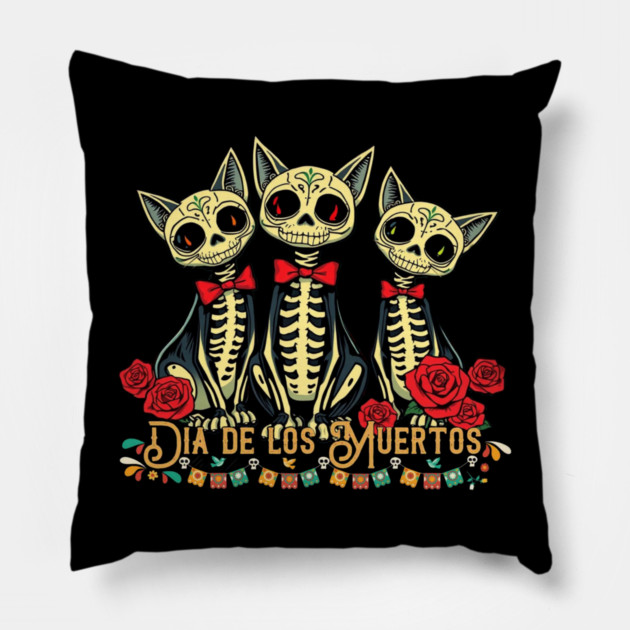 Dia De Los Muertos Cat Pillow by Pete the Cat Guy
