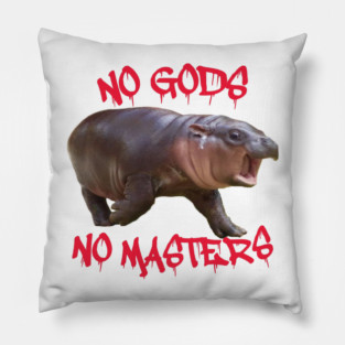 Moo Deng No Gods No Masters Pillow