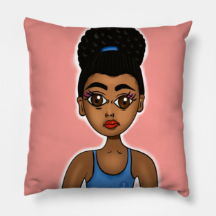 Black girl magic afro hair digital art cute design Pillow