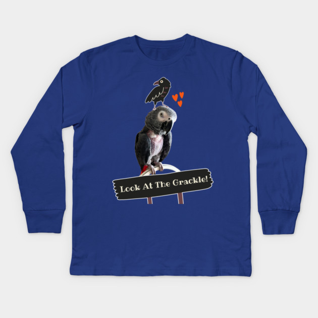 Einstein Parrot Look at the Grackle! Kids Long Sleeve T-Shirt by Einstein Parrot