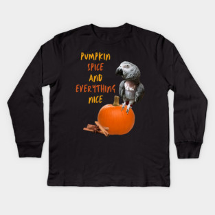 Einstein Parrot / Pumpkin Spice and Everything Nice Kids Long Sleeve T-Shirt