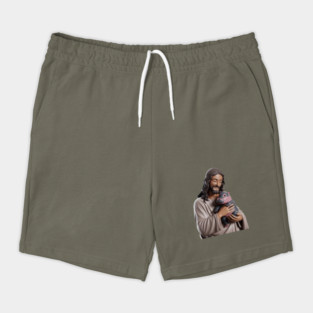 Holy Embrace Jesus With Moo Deng The Pygmy Hippo Shorts