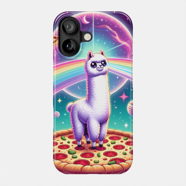 Funny Cat, Llama Alpaca with Pizza and Tacos Vibrant Phone Case by logiamerch