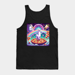 Funny Cat, Llama Alpaca with Pizza and Tacos Vibrant Tank Top