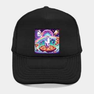 Funny Cat, Llama Alpaca with Pizza and Tacos Vibrant Hat