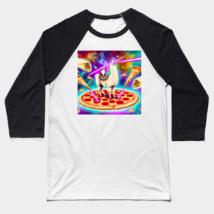 Funny Cat, Llama  with Pizza, Tacos, Lasers Vibrant Baseball T-Shirt