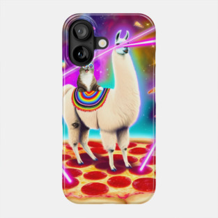 Funny Cat, Llama  with Pizza, Tacos, Lasers Vibrant Phone Case