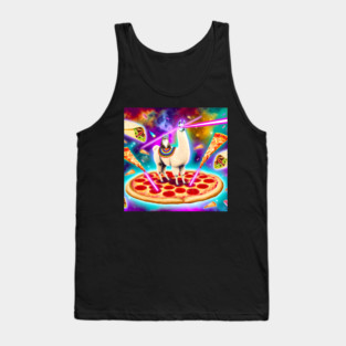 Funny Cat, Llama  with Pizza, Tacos, Lasers Vibrant Tank Top