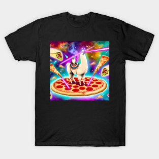 Funny Cat, Llama  with Pizza, Tacos, Lasers Vibrant T-Shirt