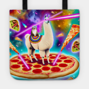 Funny Cat, Llama  with Pizza, Tacos, Lasers Vibrant Tote